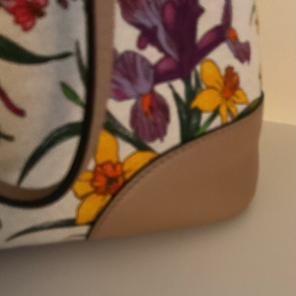 Gucci Floral Canvas Tote with Pink, Blue, Purple, Green, Yellow Accents - Picture 14 of 16
